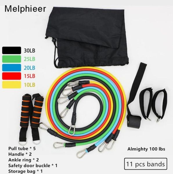 

resistance bands 11 pcs/set tpe crossfit training body exercise yoga tubes pull rope chest expander pilates fitness with bag