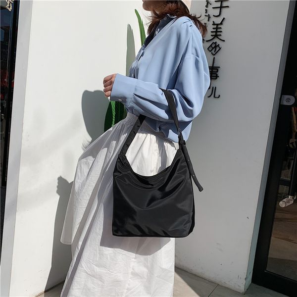 

s.ikrr casual baguette bag nylon shoulder bag women solid large women's bags 2020 handbags summer tote new