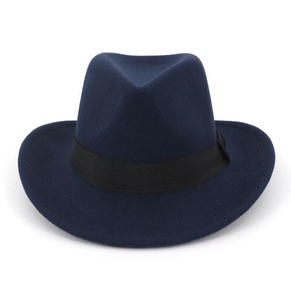

2019 autumn and winter solid color brimmed hat travel cap fedoras jazz hat panama hats for women and girl 33, Blue;gray