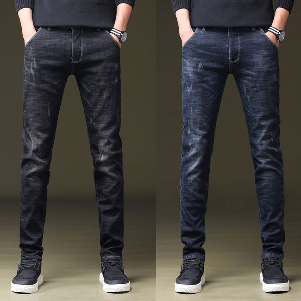 

brand jeans retro blue dark grey straight denim jeans men plus size casual men long pants trousers brand biker
