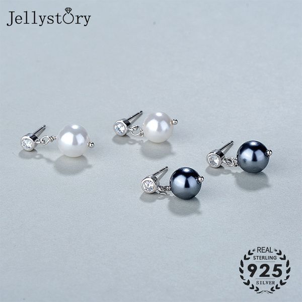 

jellystory silver 925 drop earrings round shape natural freshwater pearl earring for women wedding party gifts fashion jewellery, Golden;silver