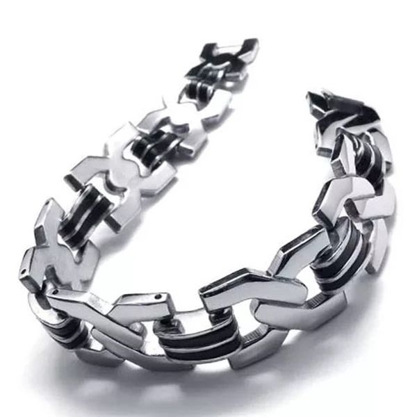 

md jewelry men bracelet cuban links & chains stainless steel bracelet for bangle male accessory, Black