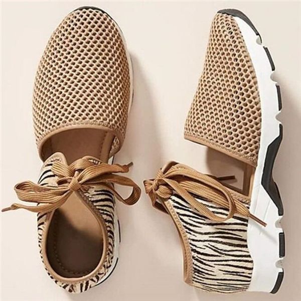 

2020 women's breathable sneakers summer mesh soft flat ladies casual shoes hook&loop leopard female sandals plus size 35-43, Black