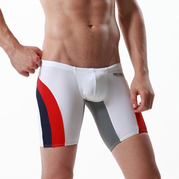 

men swimwear swimming trunks long bikini boxer u pouch low waist gay man beach sea board surf gym wear shorts seobean brand