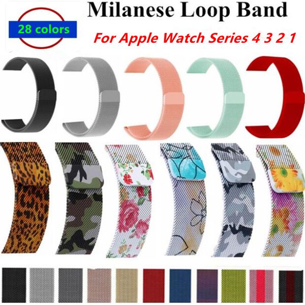 

28 color milanese magnetic loop band for apple watch series 1 2 3 42mm 38mm bracelet strap for iwatch series 4 40mm 44mm