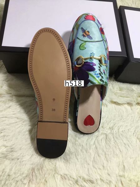 

with box princetown designer men's and women's slippers classic slippery metal buckle beach slippers soft shoeslovers shoes size 4, Black