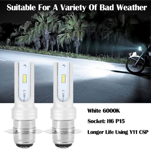 

h6 p15 motorcycle led headlight bulb 4wÂ±0.5w csp-y11 white 6000k light atv moto motorbike accessories fog lamp for #zer