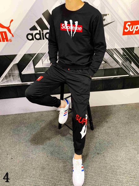 

mens new tracksuit embroidery and letter printed mens 2019 sweatshirt jogger tracksuits suits size -3xl#4, Gray