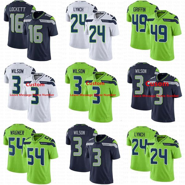 

custom seattle youth womens mens seahawk 3 russell wilson 24 marshawn lynch 16 tyler lockett 49 shaquem griffin bobby wagner football jersey, Black;red