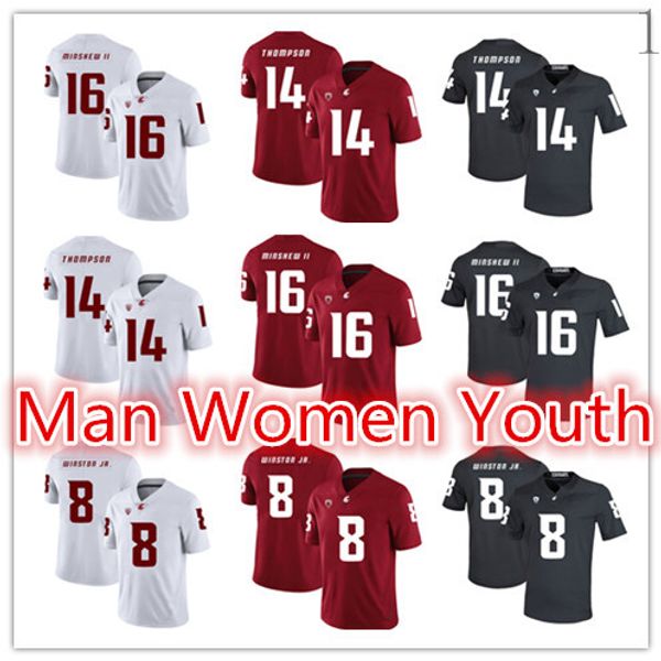 

customize washington state cougars football jerseys easop winston jr. 8 jack thompson 14 gardner minshew ii 16 any name jersey s-5xl, Black