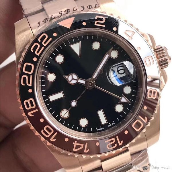 

2019 men's watch gmtii m126711chnr-0002 rotatable ceramic bezel 40mm black dial automatic movement original, Slivery;brown