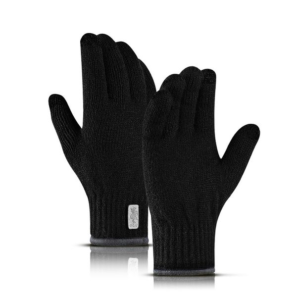 

newly touch screen winter warm kint full finger fleece lined thermal gloves knitted plus velvet warm touch screen gloves, Blue;gray