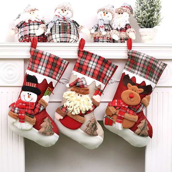 

zerzeemooy 27x47cm santa claus and snowman and deer christmas stockings christmas pendants sdw18110701