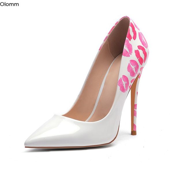 

rontic women pumps stiletto high heels pumps pointed toe gorgeous lips black white dark grey party shoes women plus us size 4-13