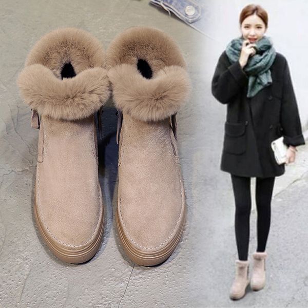 

shoes snow boots for women boots-women winter footwear lace up booties ladies low heels booties round toe luxury designer 2019, Black