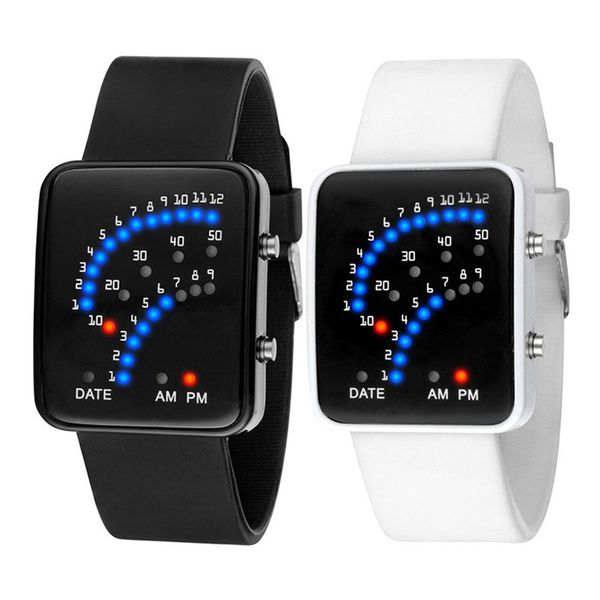 

led electronic wrist watch sector binary digital waterproof fashion couple watches ssa-19ing, Slivery;brown
