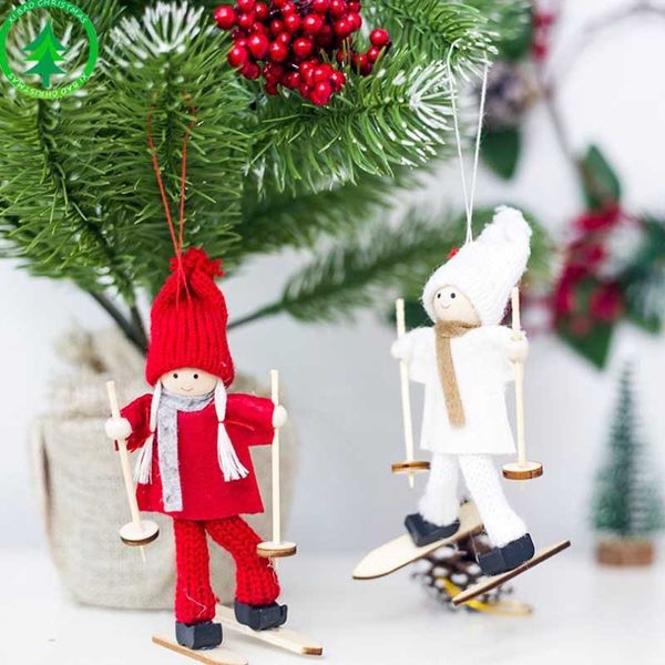 

christmas decorations creative christmas pendant ski doll doll tree pendant mini, Silver