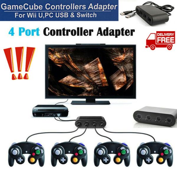 

4 port gamecube universal ngc controller adapter cable winder