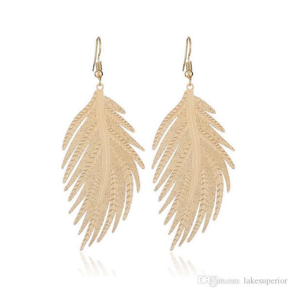 

women feather shaped dangle earring tassel long earring for gift party wedding bridal jewelry accessories high quality, Silver