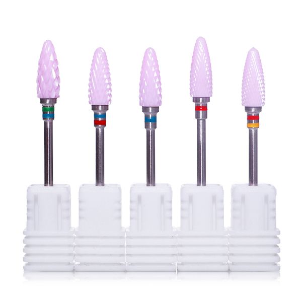 

1 pc pink corn shape nail drill machine electric ceramic nail file tool stainless steel handle art replacement tool