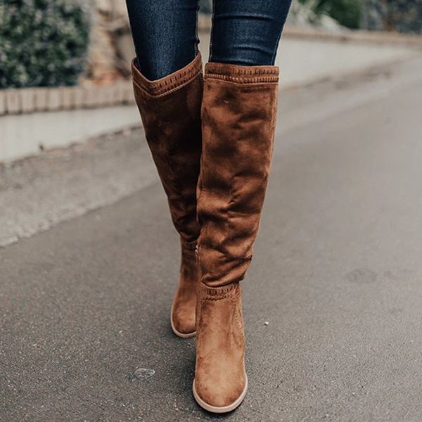 

lasperal winter boots women over the knee high heel boots 2019 solid winter shoes elastic fabric warm black thigh