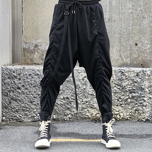 

ywsrlm unique original design 2018 new season personality trend streamers men's casual pants beam hip hop black pants x030