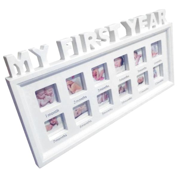 

creative diy 0-12 month baby pictures souvenirs commemorate kids growing memory gift display plastic p frame(white