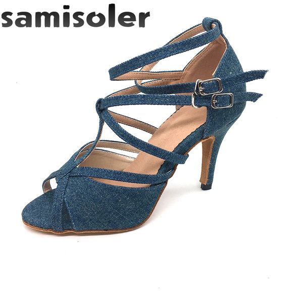 

samisoler 2018 new latin dance shoes salsa woman satin +pu beads soft bottom fashion dance sandals rhinestone ballroom shoes