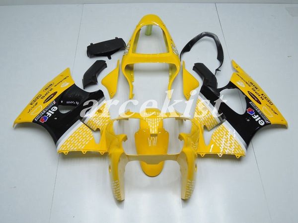 

новый abs для мотоциклов обтекатели комплект, пригодный для кавасаки ninja zx6r zx6r 2000 2001 2002 00 01 02 кузова установлен желтый черный