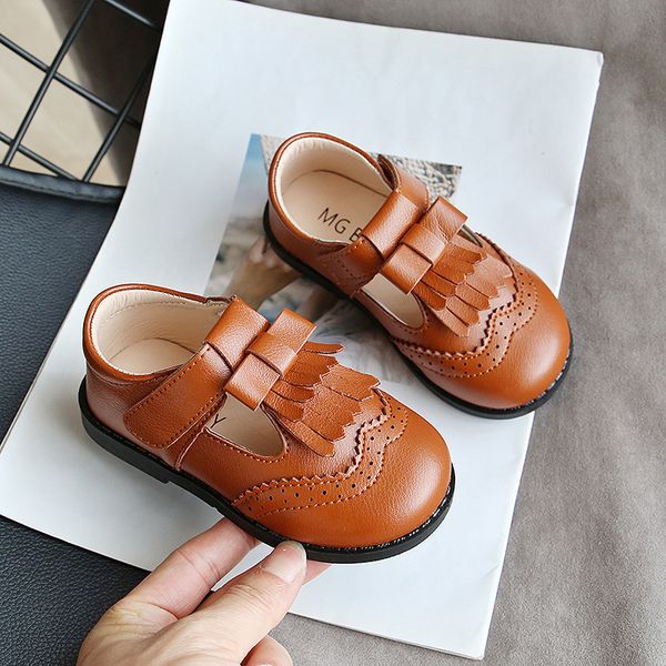 

girls leather shoes 2020 new spring autumn korean children' shoes children' british style casual foreign girl, Black;grey