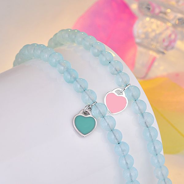 

charm bracelet jewelry 925 silver love heart pendant nature stone crystal bracelets pulseira fine jewelry for women gift, Black