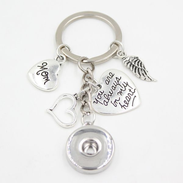 

new arrival 18mm snap jewelry souvenir family memorial key chain family member keychain key ring gifts for memorial mom dad birthday gifts, Slivery;golden
