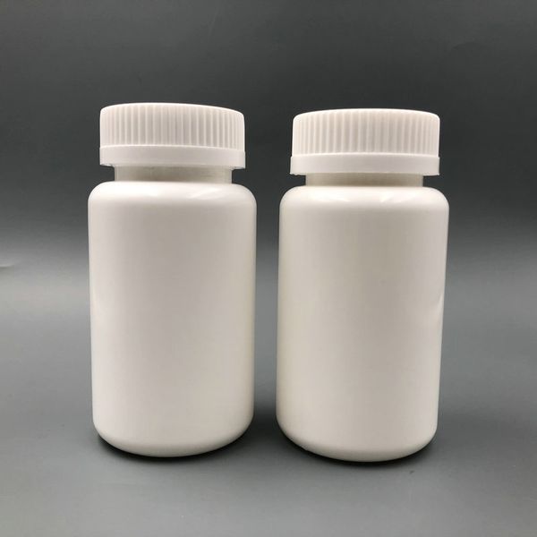 50 + 2sets 100ml 100cc HDPE Garrafas de pílula farmacêutica branca para medicina Cápsulas Recipiente Embalagem com tampas CRC Caps