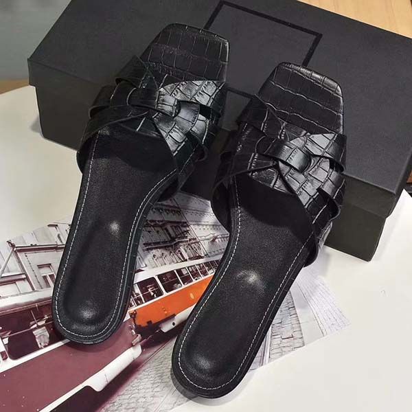 Nuovo Slipper Designer Infradito classico italiano di lusso di alta qualità del Cuoio Genuino Sandalo donne slides appartamenti Pantofole Scarpe Casual