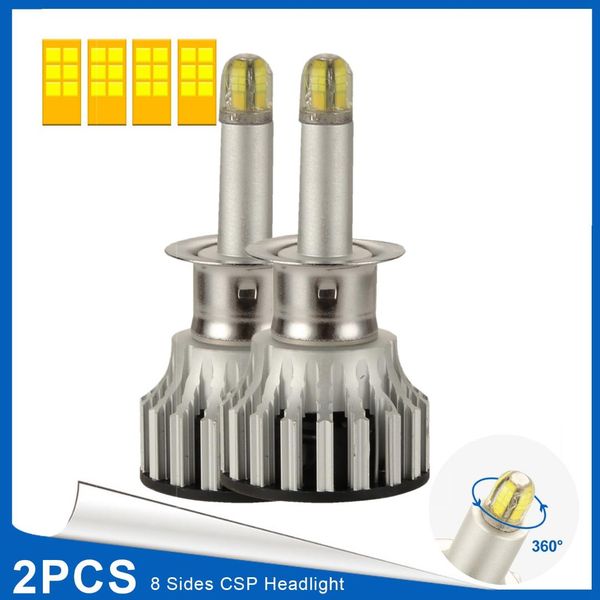 

h1 led headlight bulbs, 24 csp 8 sides car led lighting, 120w 18000lm 6500k fog light bulbs auto lamps 2pcs