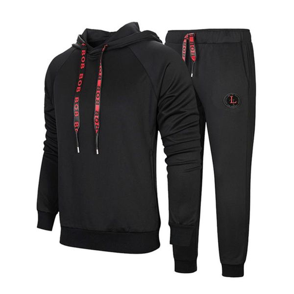 

men two pieces set new fashion hooded sweatshirts sportswear men tracksuit hoodie autumn men brand clothes hoodies+pants sets vintage s-2xl, Gray