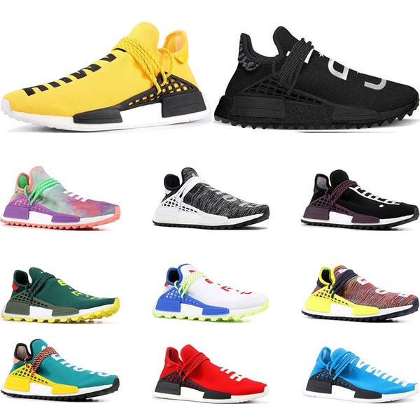 

2019 designer human race hu trail pharrell williams running shoes nerd black cream yellow mens women sports runner sneaker size 36-47