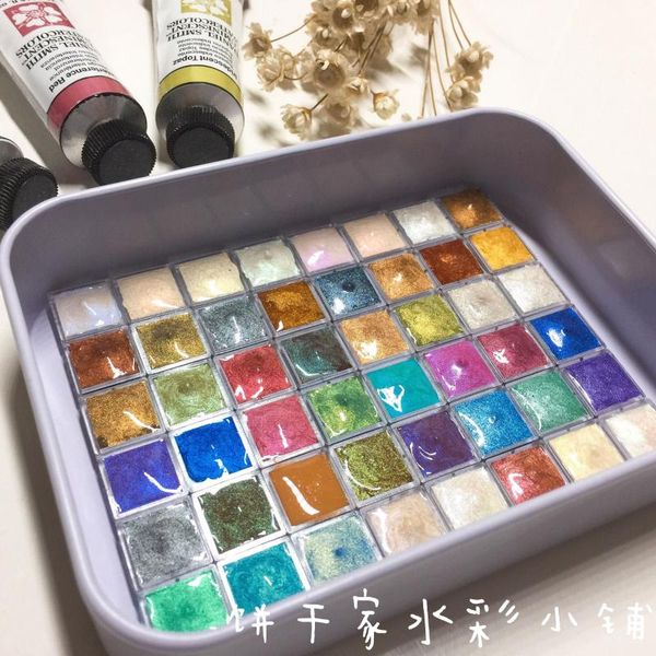 

daniel smith pearlescent 48 colors watercolor paint flash painting supplies full color water color paint with tin box acuarelas