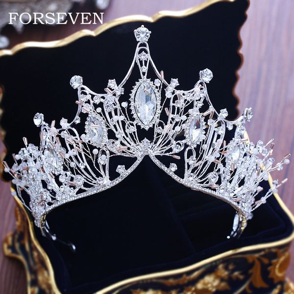 

crystal tiara headband bridal crown hair accessories wedding tiara baroque crystal crown headpiece queen crown headband, Golden;white