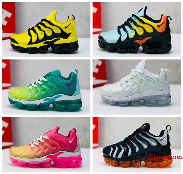 

2019 new tn plus kids trainers running shoes breathable girls boys youth tns bumblebee rainbow designer sports sneakers size 24-35