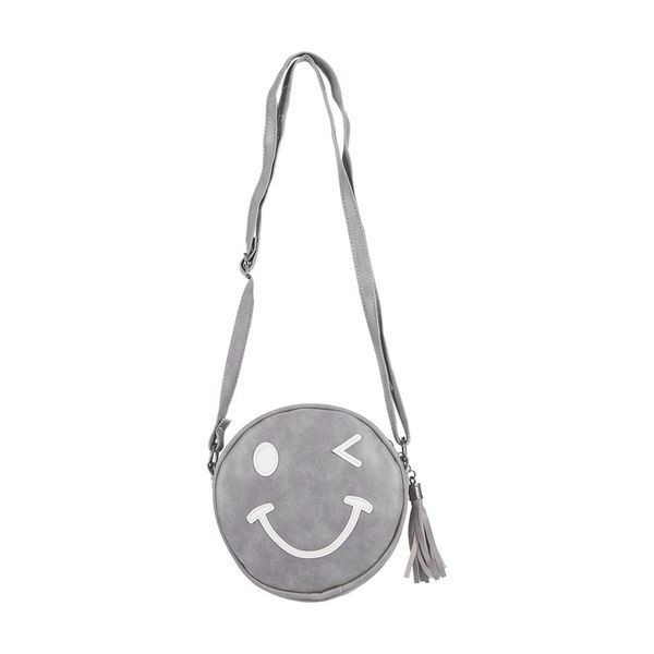 

women circular smile face pu leather shoulder bag women messenger bag circle crossbody bags handbag round