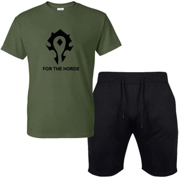 

2019 summer new suit fashionable personality printed t-shirt with casual shorts + men and women suit, Gray