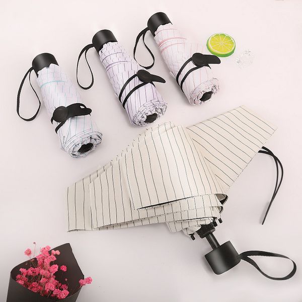 

five fold black plastic umbrella sun protection uv umbrellas mini plaid stripes folding sun umbrella