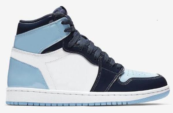 

new 1 high og unc patent wmns asg obsidian blue chill white men women basketball shoes 1s all-star game sneakers with box