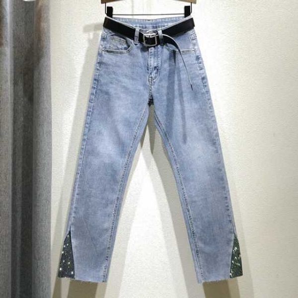 

плюс размера прямые брюки женщины light blue denim брюки джинсы женщина nancylim je femme