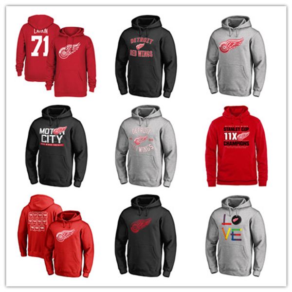 

#71 barry larkin red men's detroit red wings branded primary pullover hoodies long sleeve outdoor wear fans sport jackets printed logos, Blue;black