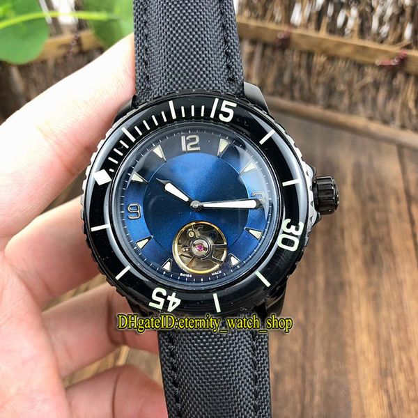 

4 color fifty fathoms 5015-11c30-52a blue dial tourbillon automatic 5025-3630-52a luminous mens watch black case nylon strap sport watches, Slivery;brown
