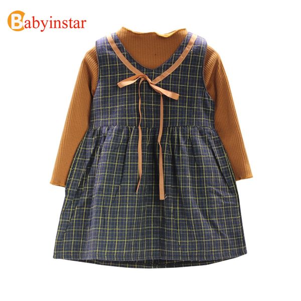 

babyinstar new hot girls dress 2 peices дети младенец плед outwear зима vestidos с длинным рукавом малышей рождество платье принцессы, Red;yellow