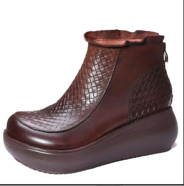 

new autumn/winter 2019 ankle boots with full leather platform, Red;white