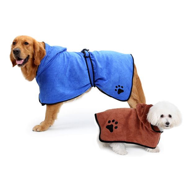 

xs-xl pet bathrobe warm clothes super absorbent drying towel embroidery paw cat dog hood bath grooming pet product